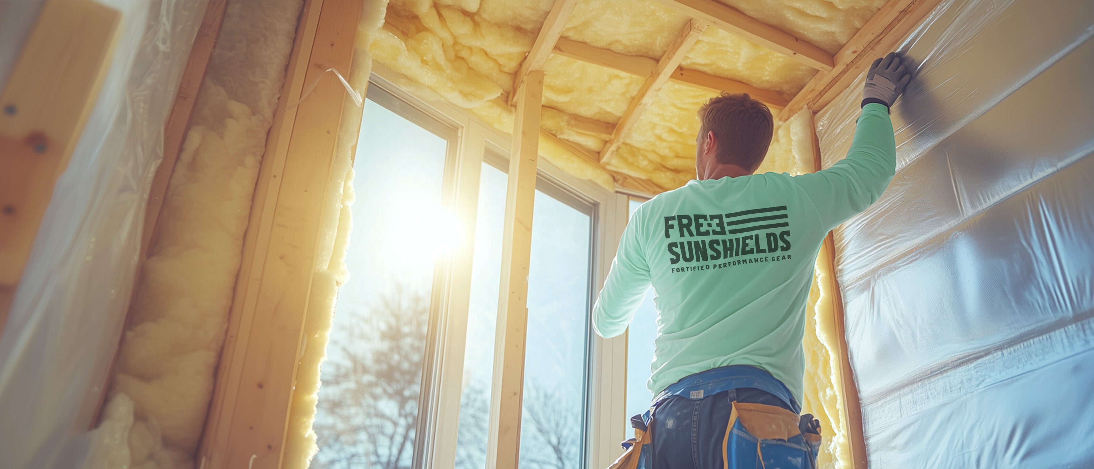 Man installing insulation