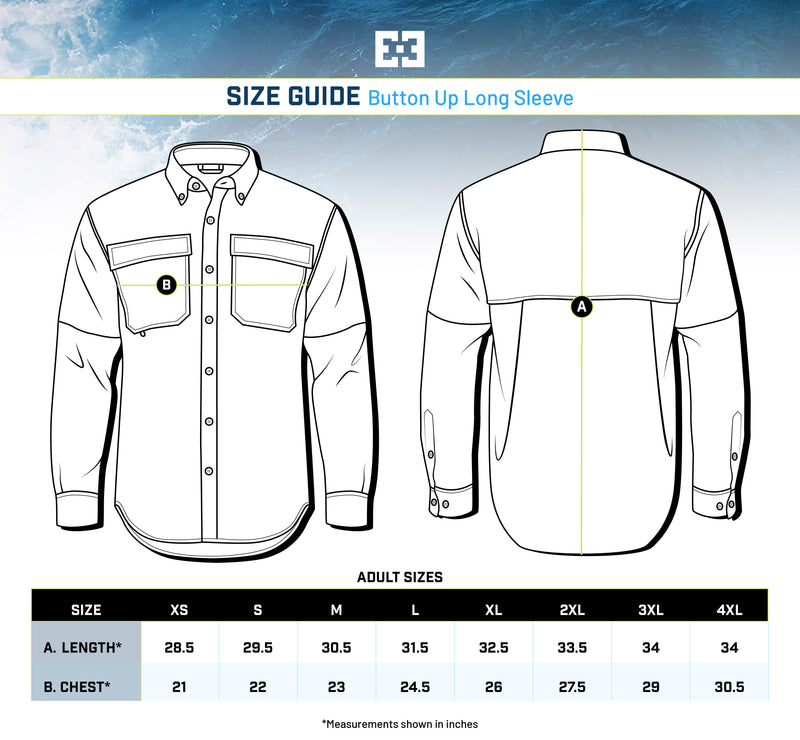 Long Sleeve Button up Size Guide