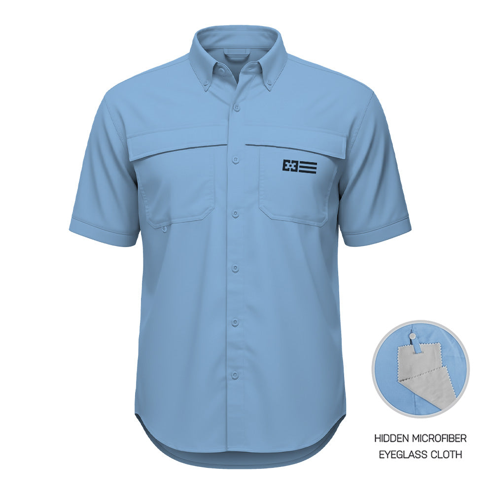 Original Free Sunshields Men's Button Up Short Sleeve Shirt