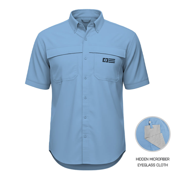 Original Free Sunshields Men's Button Up Short Sleeve Shirt