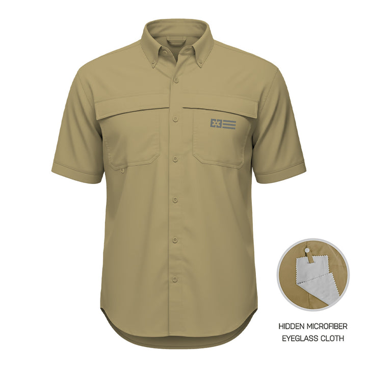 Original Free Sunshields Men's Button Up Short Sleeve Shirt