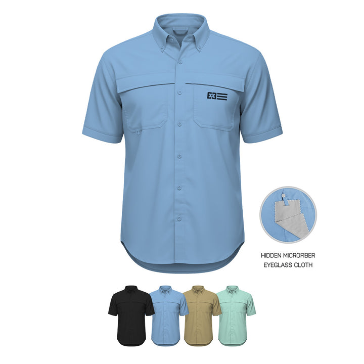 Original Free Sunshields Men's Button Up Short Sleeve Shirt