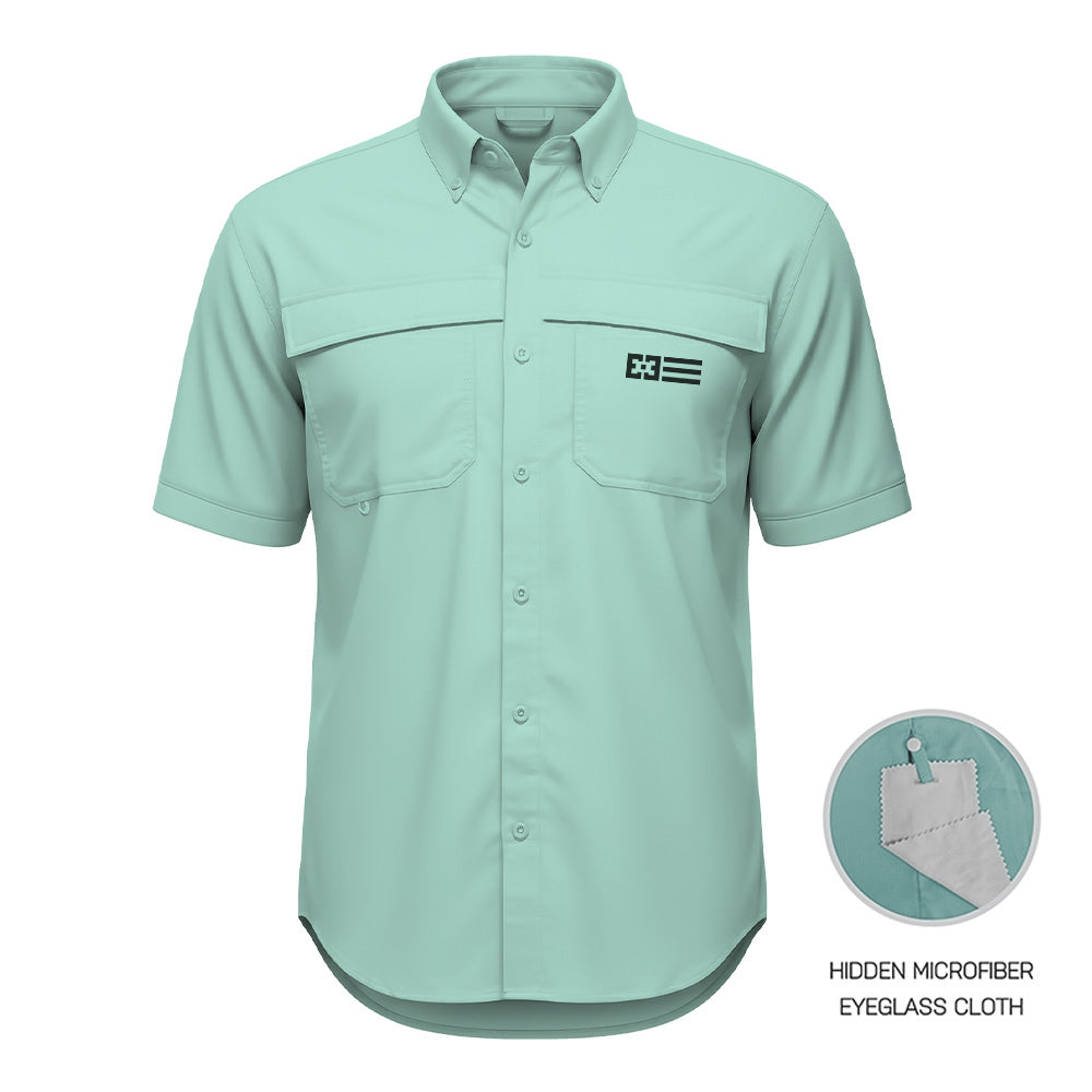 Original Free Sunshields Men's Button Up Short Sleeve Shirt