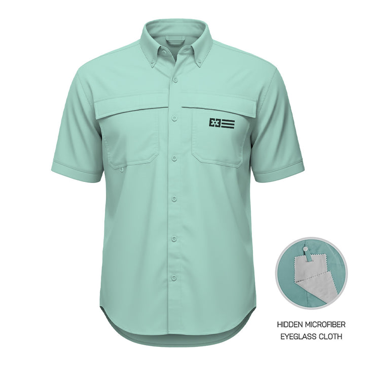 Original Free Sunshields Men's Button Up Short Sleeve Shirt