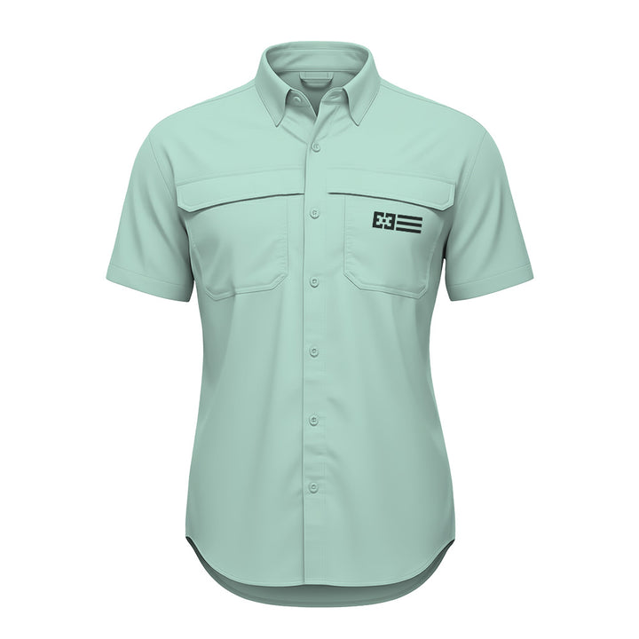 Original Free Sunshields women's short sleeve button up seagrass