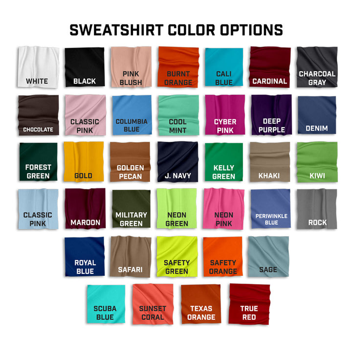 Color swatches for hooded sweatshirts