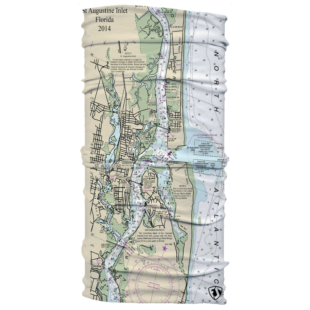 Historic Ocean Map St. Augustine Nautical Chart Neck Gaiter