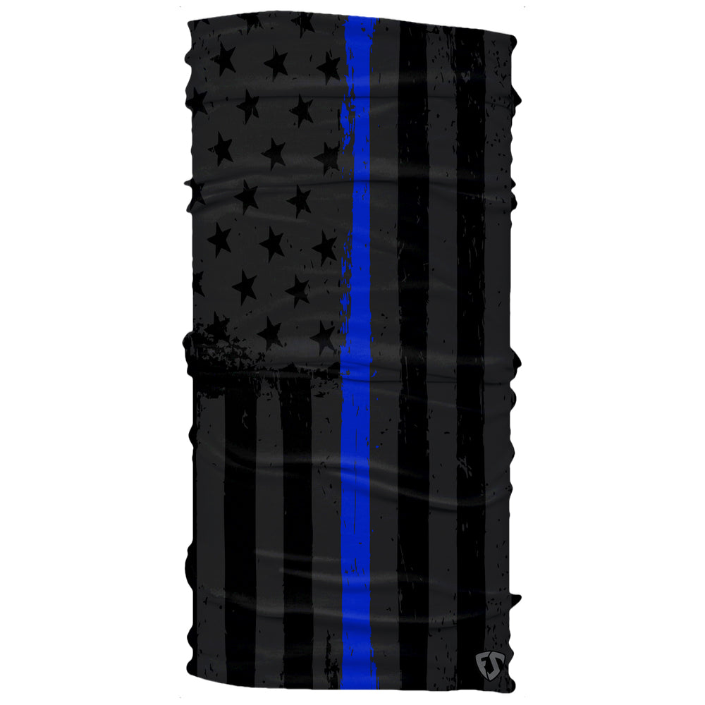 Police Law Enforcement American Black Thin Blue Line Flag Neck Gaiter