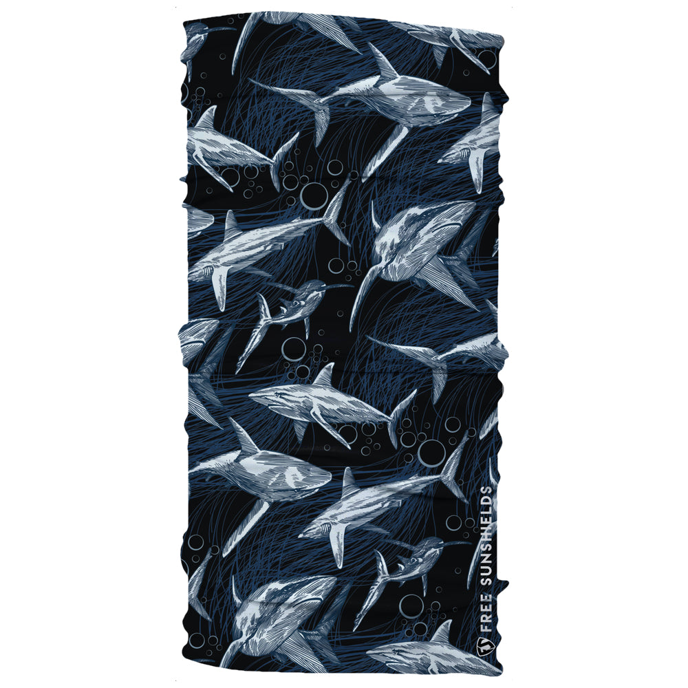 Swimming blue ocean great white shark bite neck gaiter